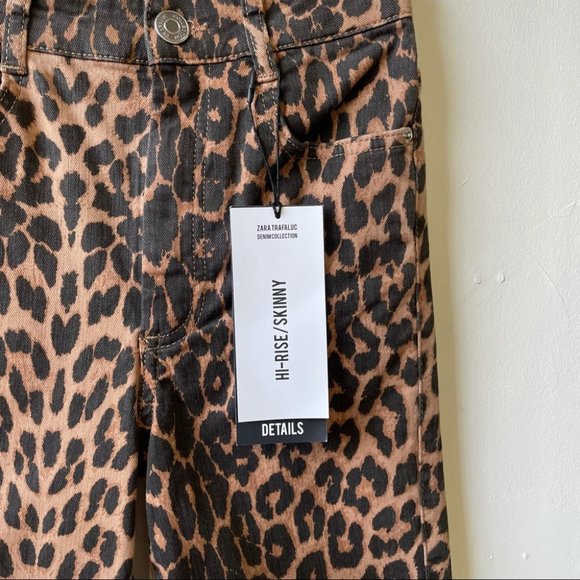 ZARA Leopard Print High Rise Skinny Jeans - Picture 9 of 11